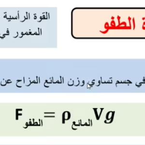 المحاضرة التاسعة - قوة الطفو ( مبدأ ارخميدس)