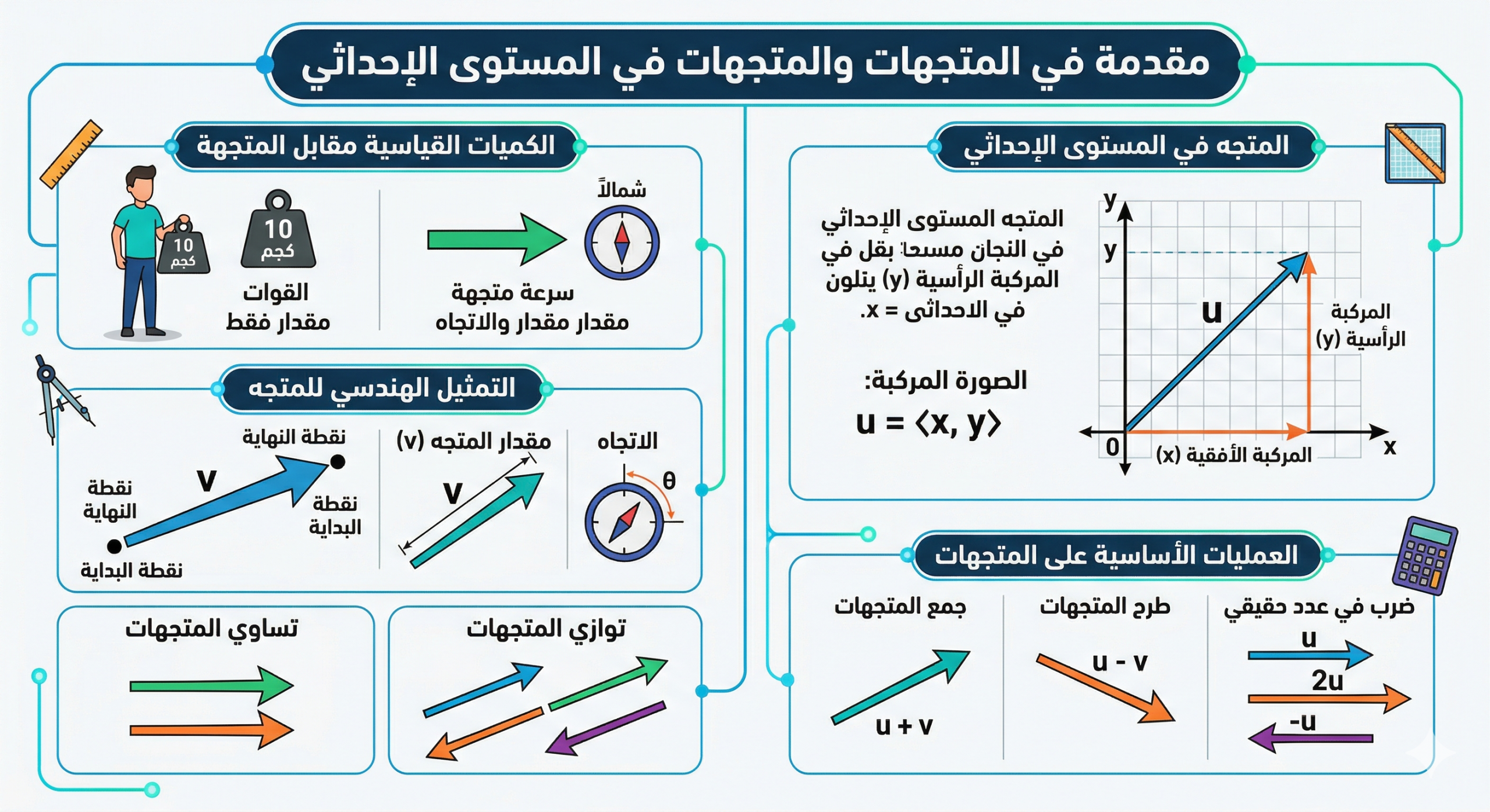 المحاضرة الاولى – درس مقدمة في المتجهات ودرس المتجهات في المستوى الإحداثي – الرياضيات – المتقدم
