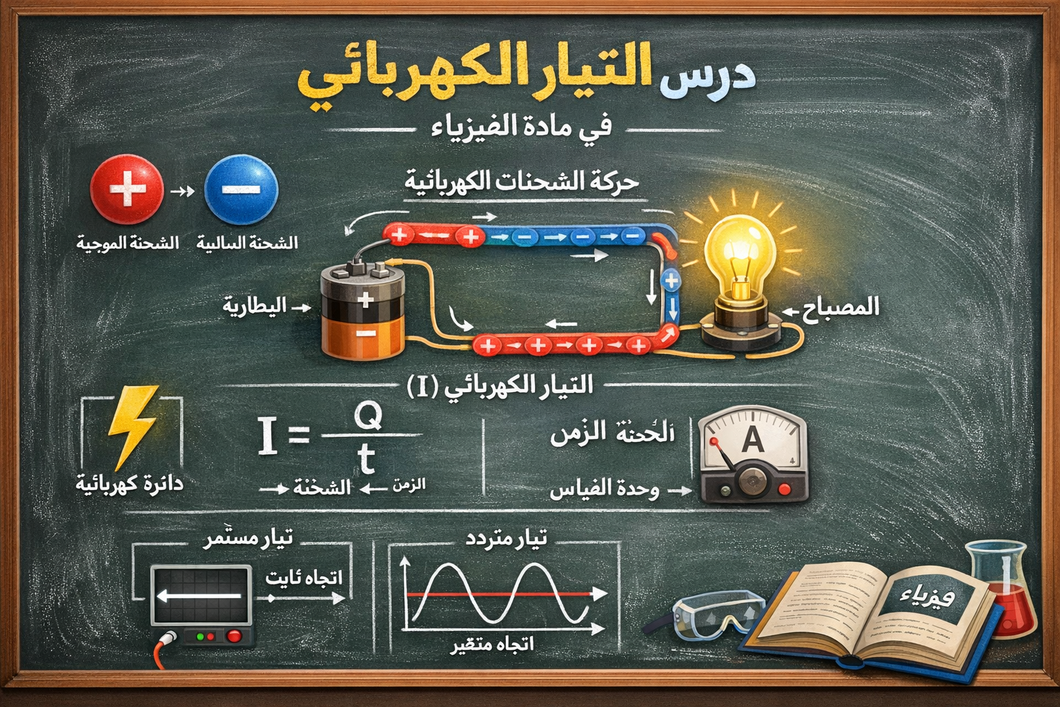 المحاضرة الأولى – ( 2-5 + 1-5 ) التيار الكهربائي – فيزياء 12 متقدم