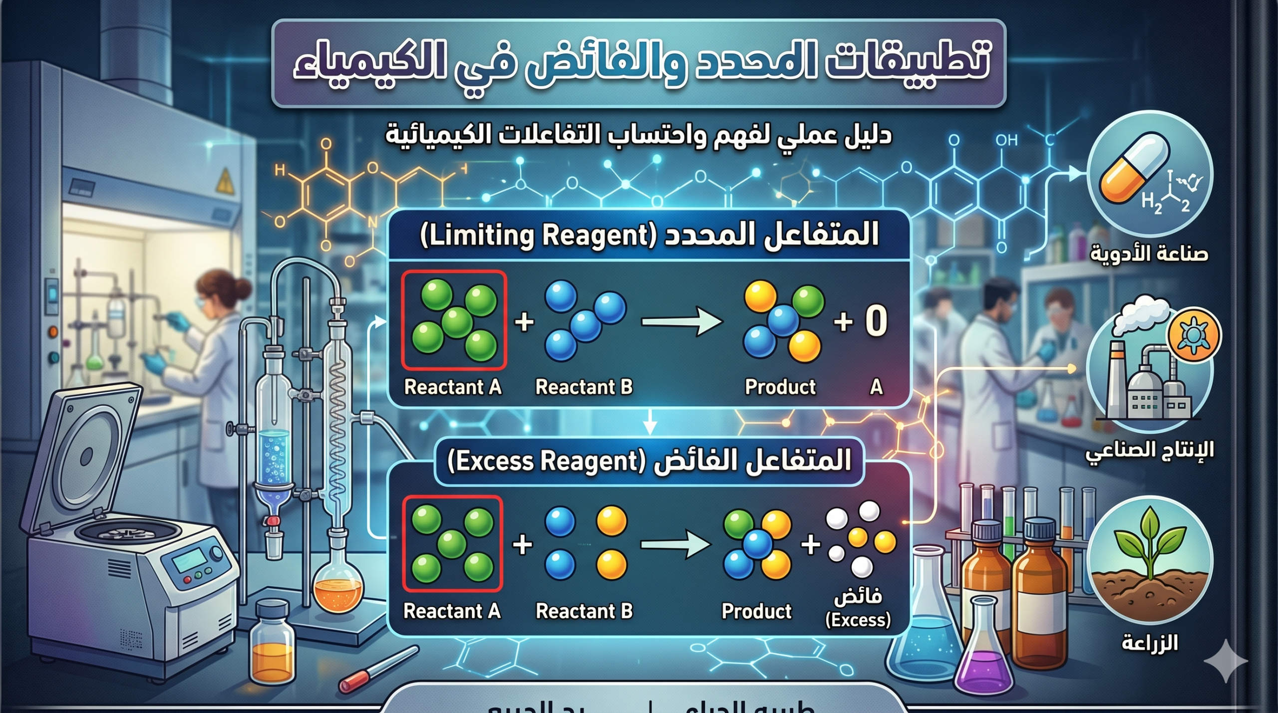 المحاضرة الرابعة – تطبيقات المحدد والفائض + الاختبار الاول وحدة الحسابات الكيميائية – كيمياء – 10 متقدم