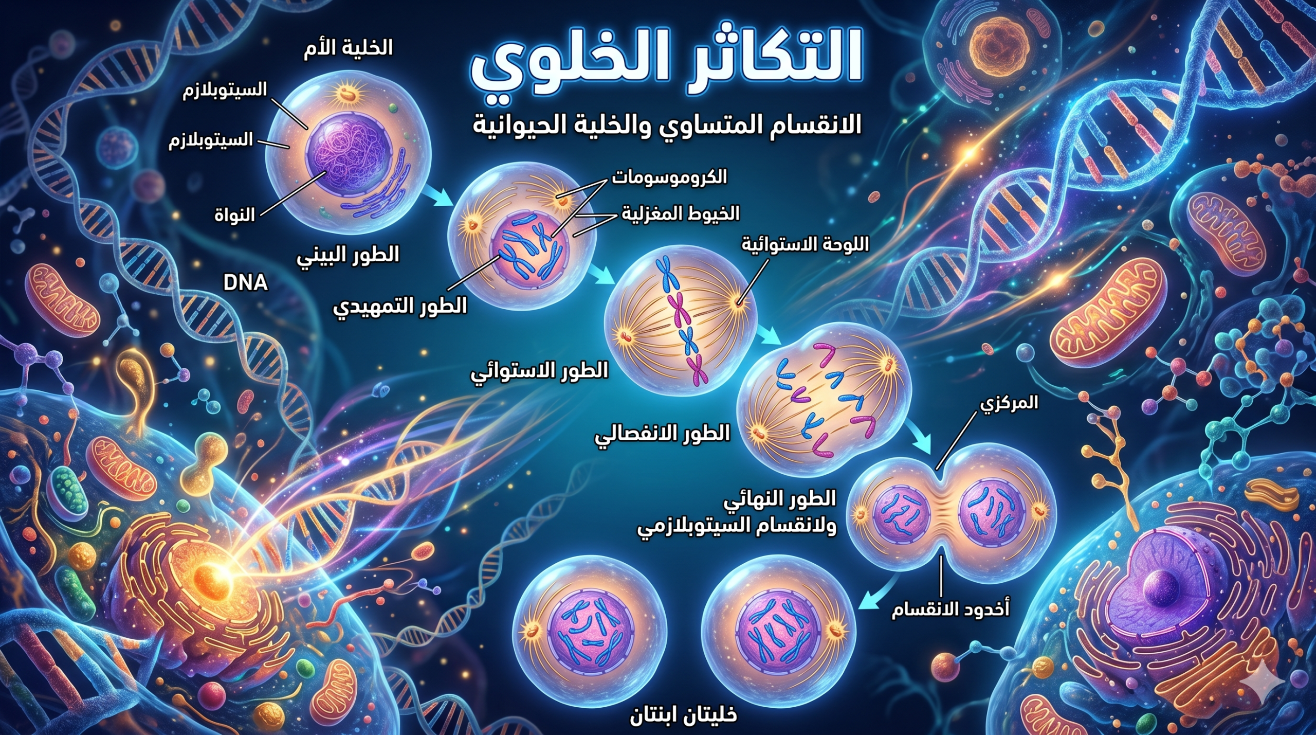 المحاضرة الثالثة: الدرس الثالث ” التكاثر الخلوي ” – الاحياء – الصف التاسع المتقدم