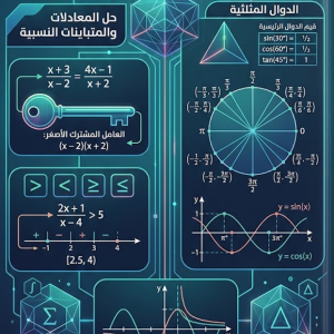 المحاضرة السادسة - مراجعة درس 6-9 حل المعادلات والمتباينات النسبية + الدوال المثلثية أول درسين - 10 متقدم الرياضيات