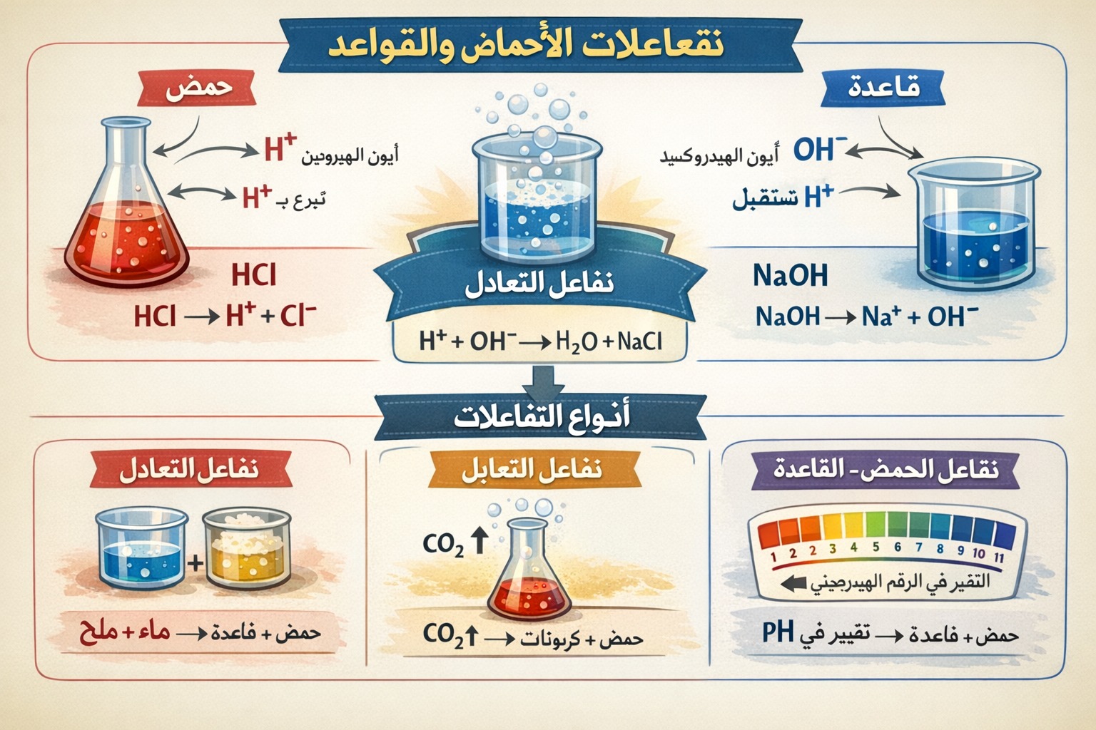 المحاضرة الثانية – تفاعلات الاحماض الكيمياء – 11 متقدم