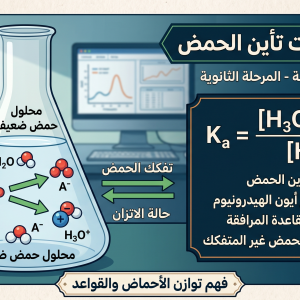 المحاضرة الثامنة - حساب ثابت تأين الحمض - 11 متقدم - كيمياء