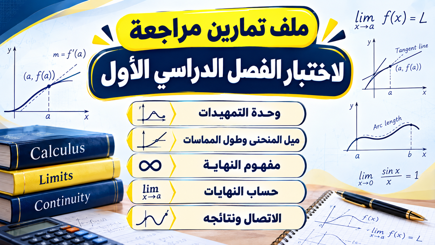 ملف مراجعة اختبار التقويم الأول للفصل الدراسي الأول – الرياضيات – 12 متقدم
