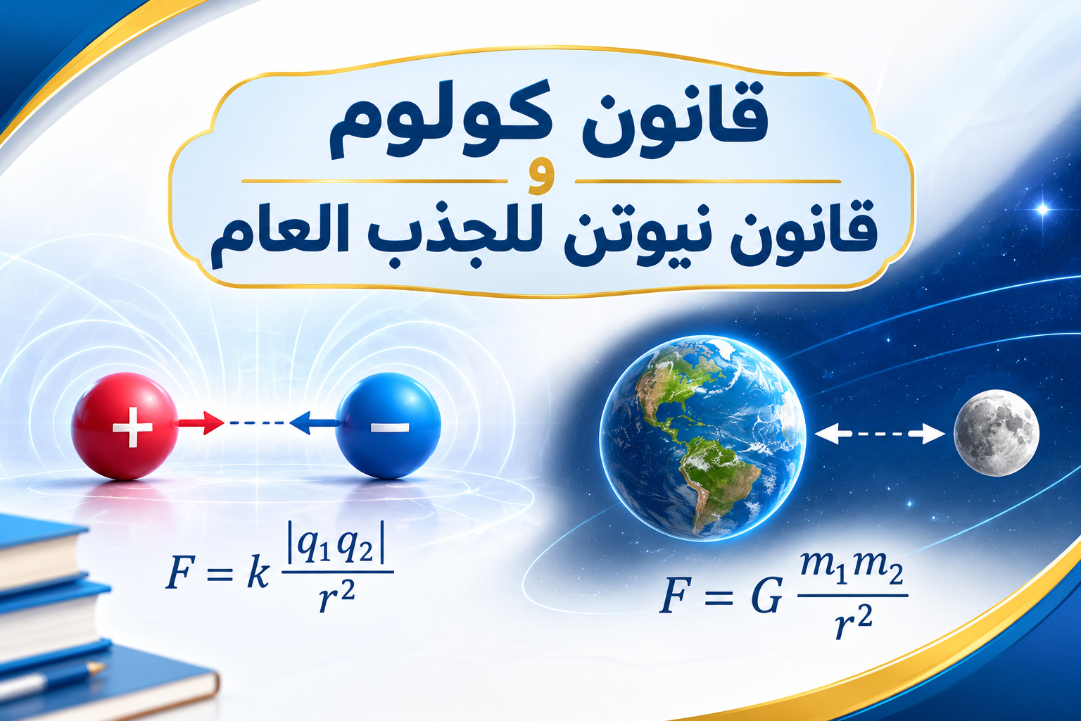 المحاضرة الثانية عشر – 1- 6_قانون كولوم وقانون نيوتن للجذب العام – الفيزياء – 12 متقدم