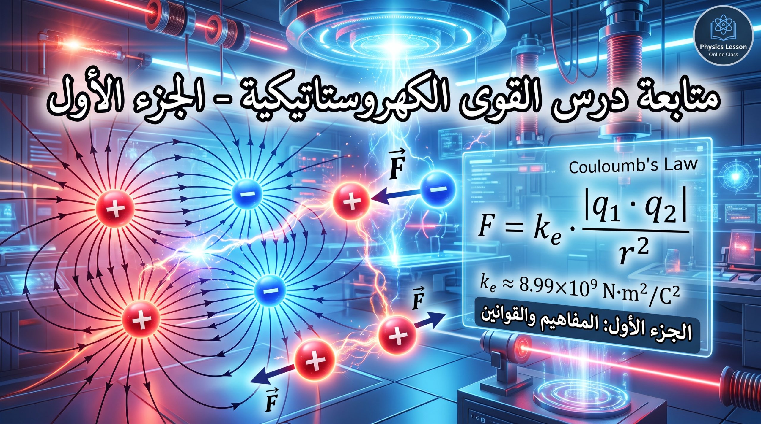 المحاضرة السادسة – تابع ( 1-5 ) القوة الكهروستاتيكية – قانون كولوم ( الجزء الأول ) – الفيزياء – 12 متقدم