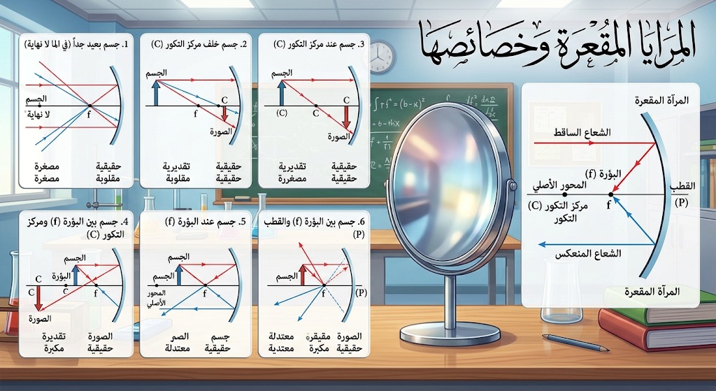 المحاضرة الثانية ” المرايا المقعرة ” الفيزياء – 10 متقدم