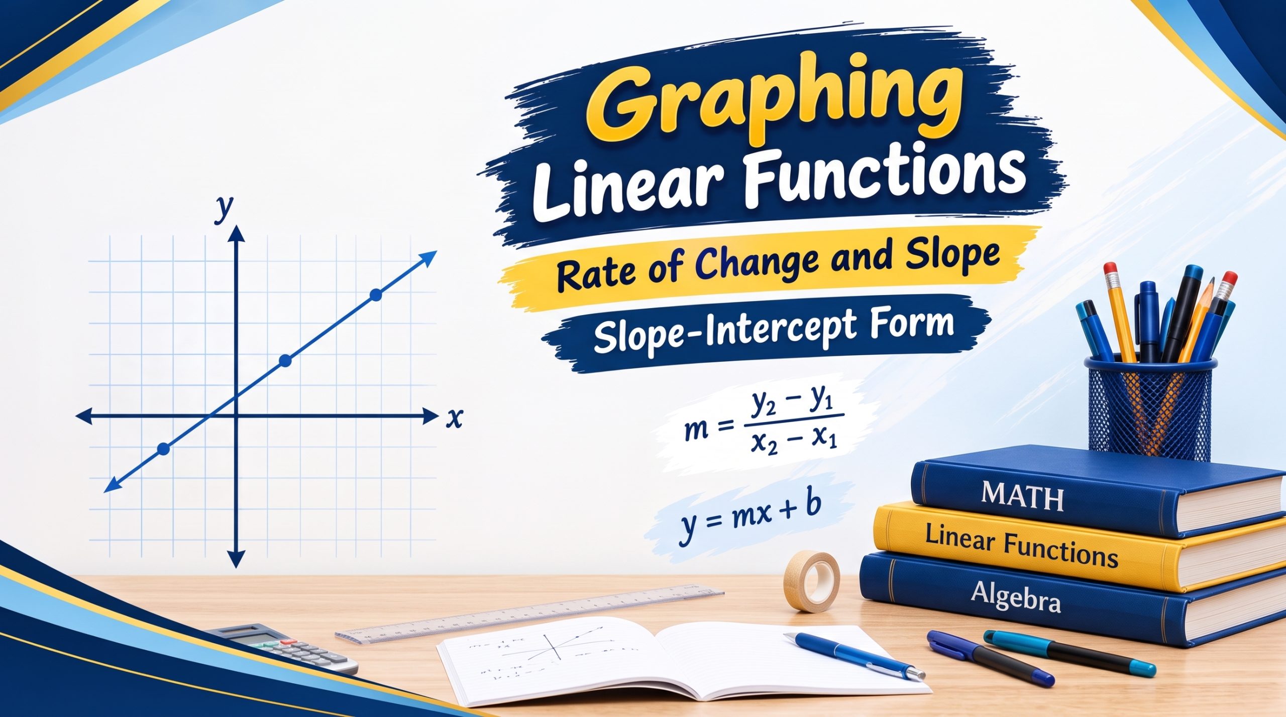 المحاضرة الرابعة – Graphing Linear Functions , Rate of Change and Slope , Slope-Intercept Form – الرياضيات – 9 متقدم