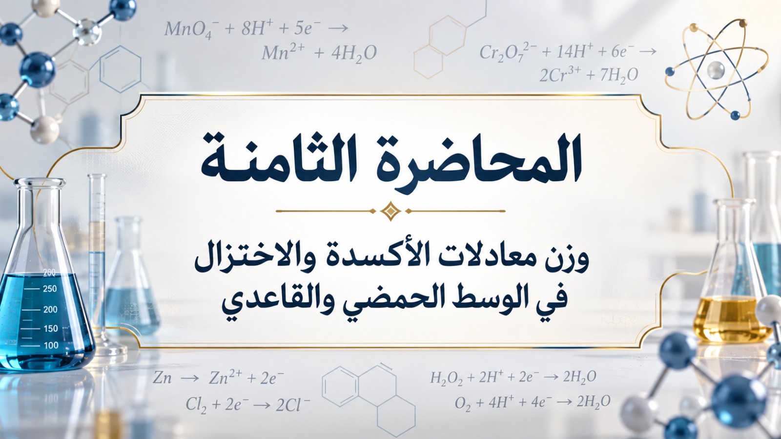 المحاضرة الثامنة – المحاضرة الثامنة وزن المعادلة بطريقة الحمضي والقاعدى – الكيمياء – 12 متقدم